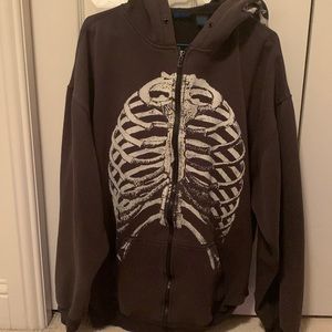 Brown skeleton zip up hoodie
